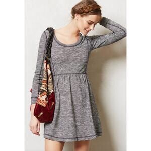 Anthropologie Saturday Sunday Gray Knit Babydoll Dress Size S